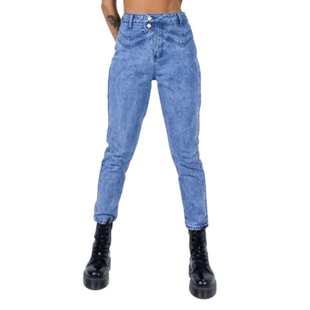 Princess Polly Vernazza Yolk Detail Jeans 4 Blue Acid Wash High Rise Streetwear
